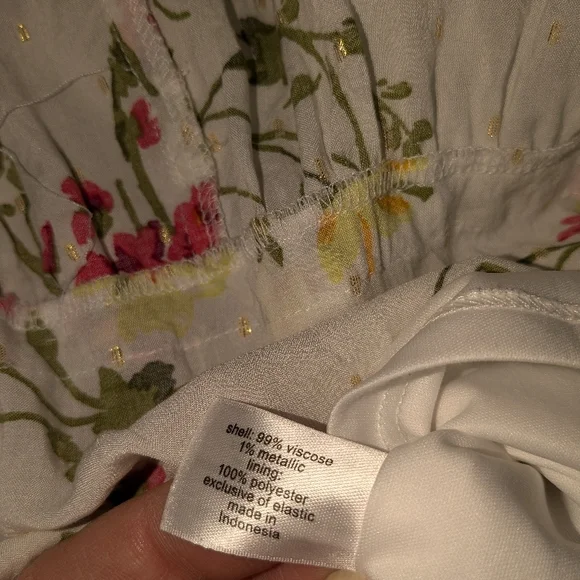 Size 26 Floral Women's Dress in White with Pink and Yellow Accents - Picture 8 of 11